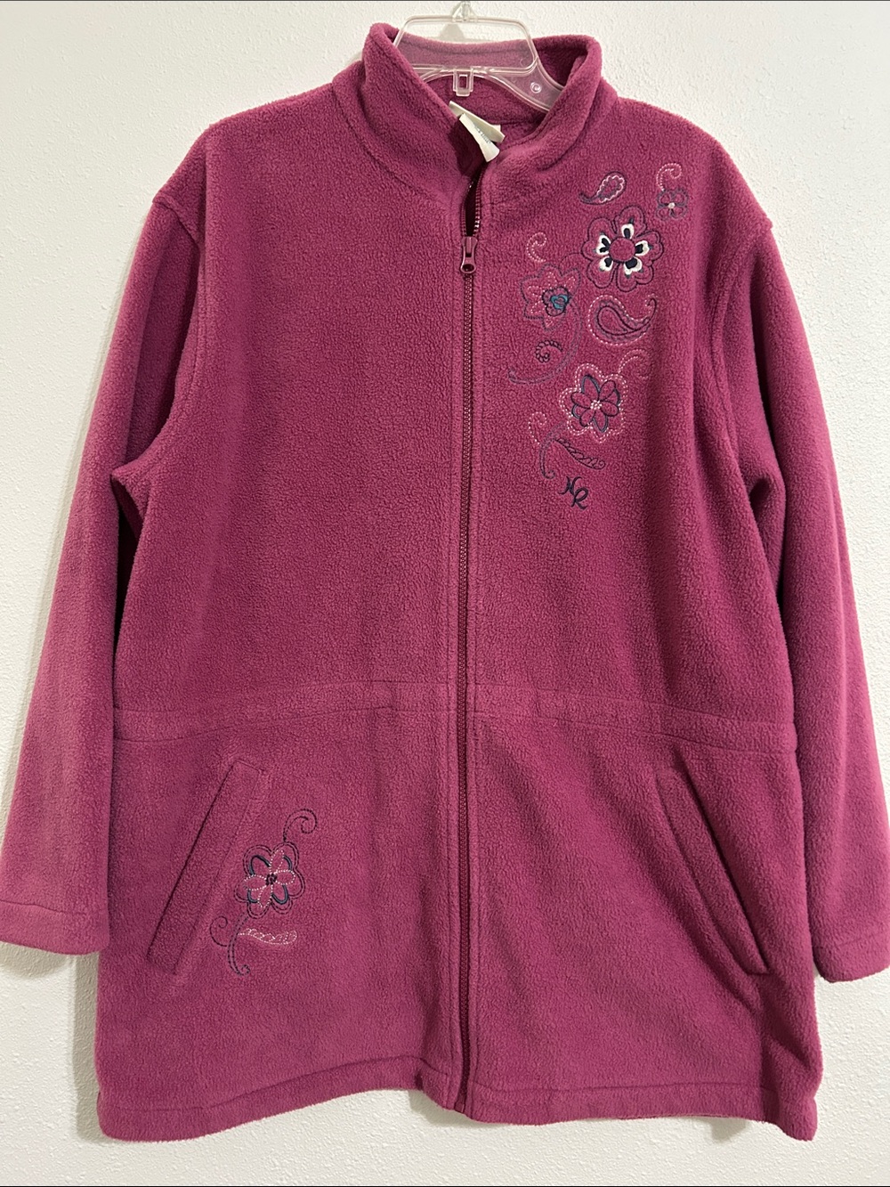 Northern Reflections Fleece Zip Jacket with Embroidered Flowers
